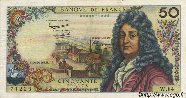 50 Francs RACINE FRANCIA  1964 F.64.07 MBC