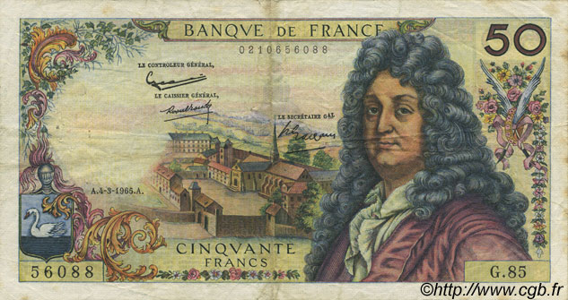 50 Francs RACINE FRANCIA  1965 F.64.08 BB
