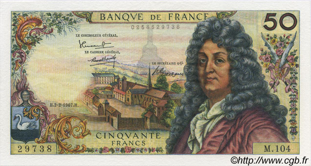 50 Francs RACINE FRANCE  1967 F.64.09 AU-