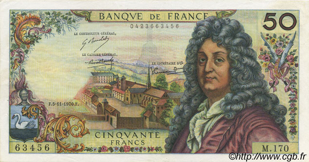50 Francs RACINE FRANKREICH  1970 F.64.17 VZ