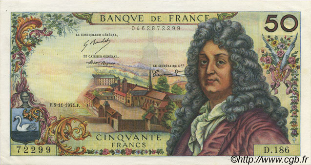 50 Francs RACINE FRANCE  1971 F.64.19 UNC-