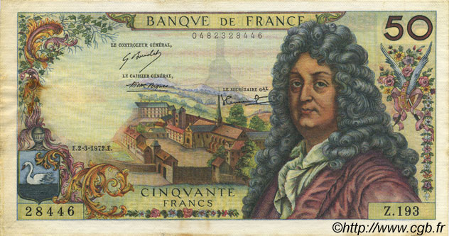 50 Francs RACINE FRANCIA  1972 F.64.20 SPL