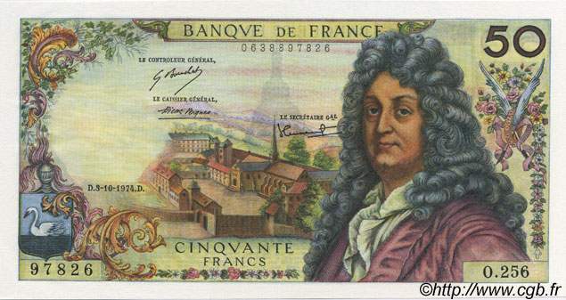 50 Francs RACINE FRANCE  1974 F.64.28 UNC