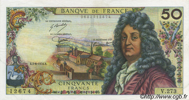 50 Francs RACINE FRANCIA  1975 F.64.30 q.AU
