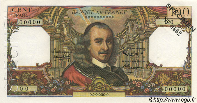 100 Francs CORNEILLE FRANCE  1964 F.65.01Spn UNC