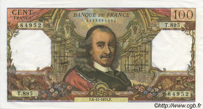 100 Francs CORNEILLE FRANKREICH  1975 F.65.50 VZ+