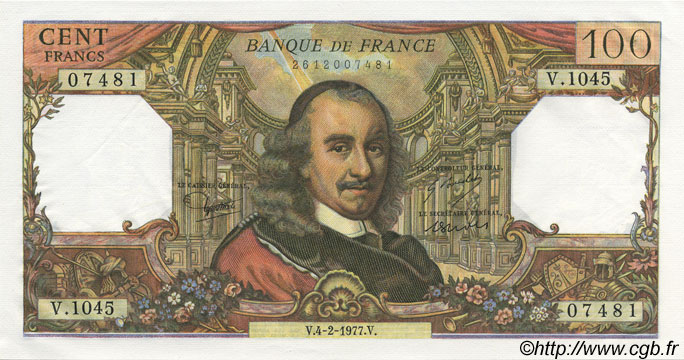 100 Francs CORNEILLE FRANCE  1977 F.65.56 pr.NEUF