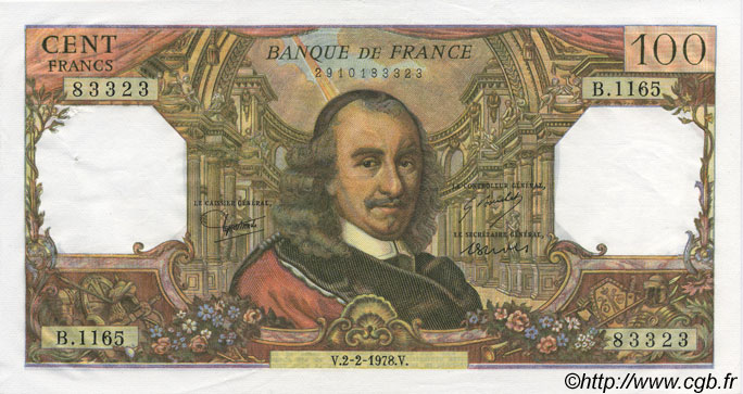 100 Francs CORNEILLE FRANCIA  1978 F.65.61 AU
