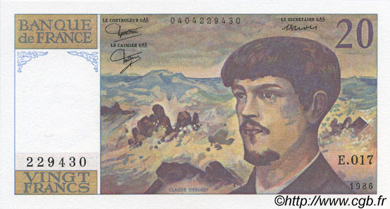 20 Francs DEBUSSY FRANCIA  1986 F.66.07 FDC