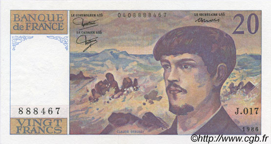 20 Francs DEBUSSY FRANCE  1986 F.66.07 SPL+