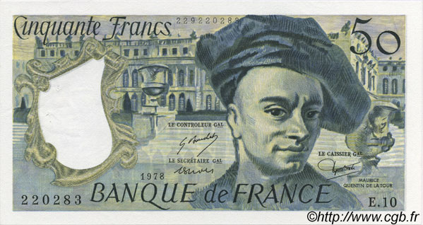 50 Francs QUENTIN DE LA TOUR FRANKREICH  1978 F.67.03 fST