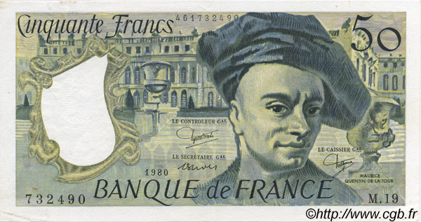 50 Francs QUENTIN DE LA TOUR FRANCIA  1980 F.67.06 SC