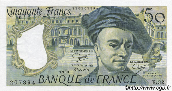 50 Francs QUENTIN DE LA TOUR FRANCE  1983 F.67.09 AU