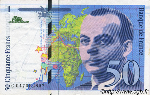 50 Francs SAINT-EXUPÉRY modifié FRANCIA  1999 F.73.05 EBC+