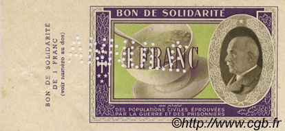 1 Franc BON DE SOLIDARITÉ FRANCE regionalismo e varie  1941 KL.02As AU