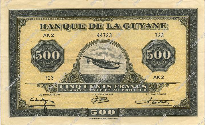 500 Francs FRENCH GUIANA  1945 P.14b EBC