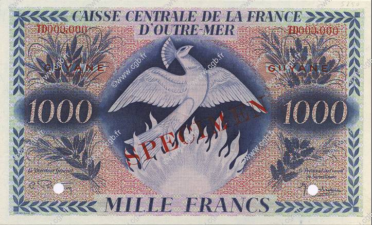1000 Francs FRENCH GUIANA  1943 P.18ds FDC