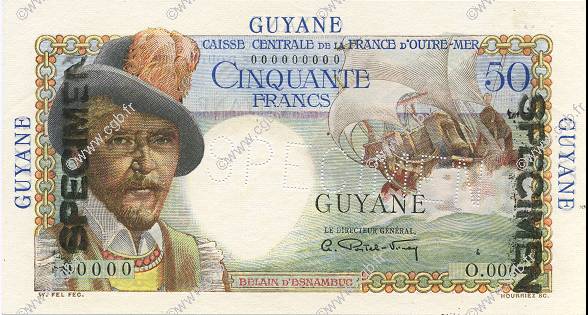 50 Francs Belain d Esnambuc FRENCH GUIANA  1946 P.22s AU