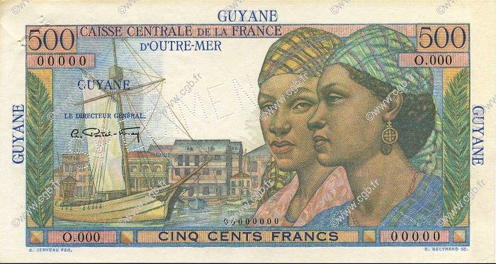500 Francs Pointe à Pitre FRENCH GUIANA  1946 P.24s EBC+