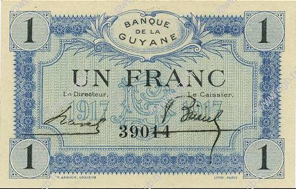 1 Franc FRENCH GUIANA  1917 P.05 ST