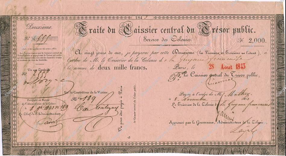 2000 Francs GUYANE  1843 K.255 SUP