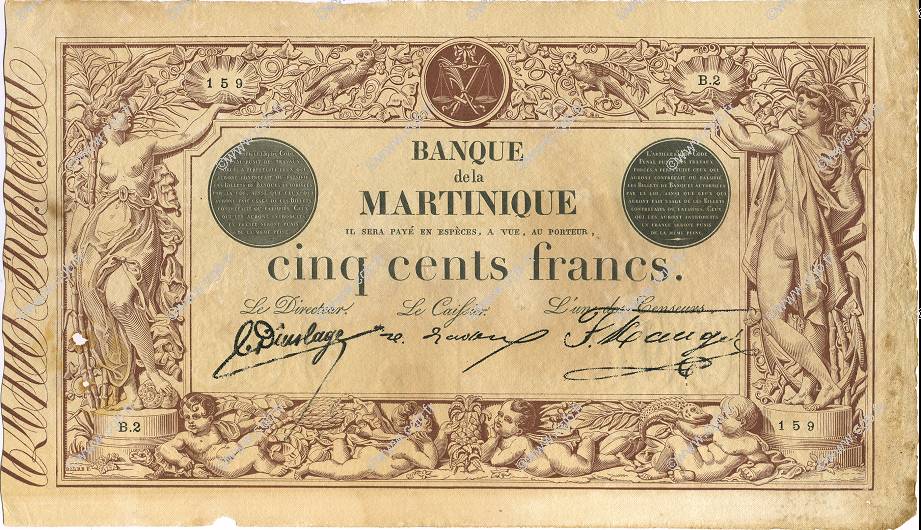 500 Francs MARTINIQUE  1919 P.09 SS