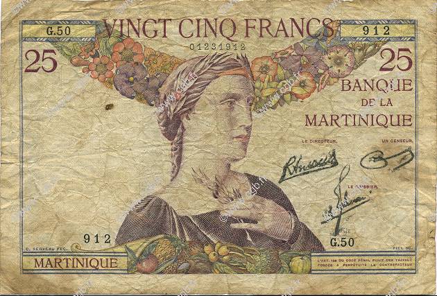 25 Francs MARTINIQUE  1945 P.12 pr.TB