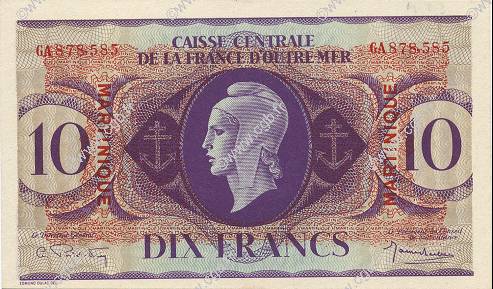 10 Francs MARTINIQUE  1946 P.23 SC