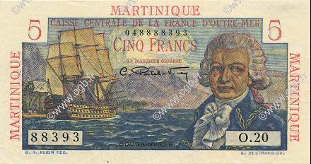 5 Francs Bougainville MARTINIQUE  1946 P.27 SC