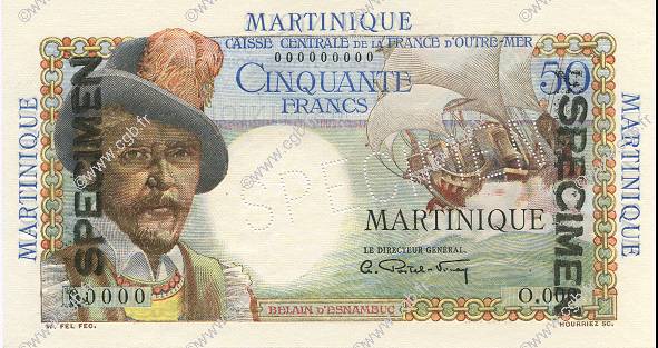 50 Francs Belain d Esnambuc MARTINIQUE  1946 P.30s FDC