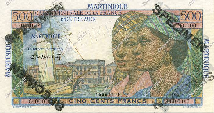 500 Francs Pointe à Pitre MARTINIQUE  1946 P.32s FDC