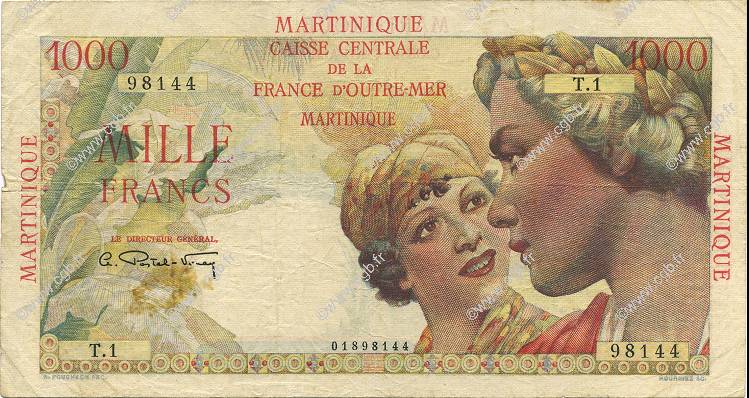 1000 Francs Union Française MARTINIQUE  1946 P.33 TB+