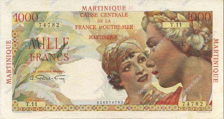 1000 Francs Union Française MARTINIQUE  1946 P.33 fVZ
