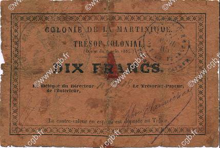 10 Francs MARTINIQUE  1895 P.05 B
