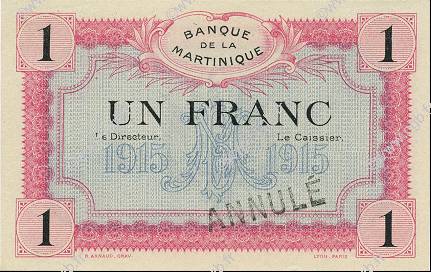 1 Franc Spécimen MARTINIQUE  1915 P.10s FDC