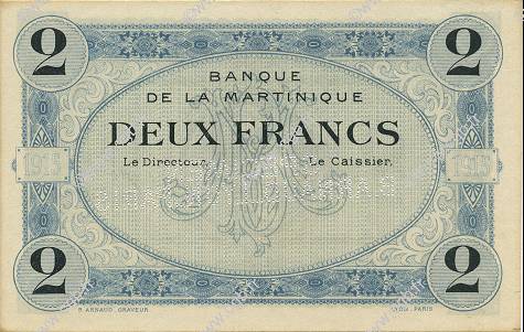 2 Francs Spécimen MARTINIQUE  1915 P.11s fST+