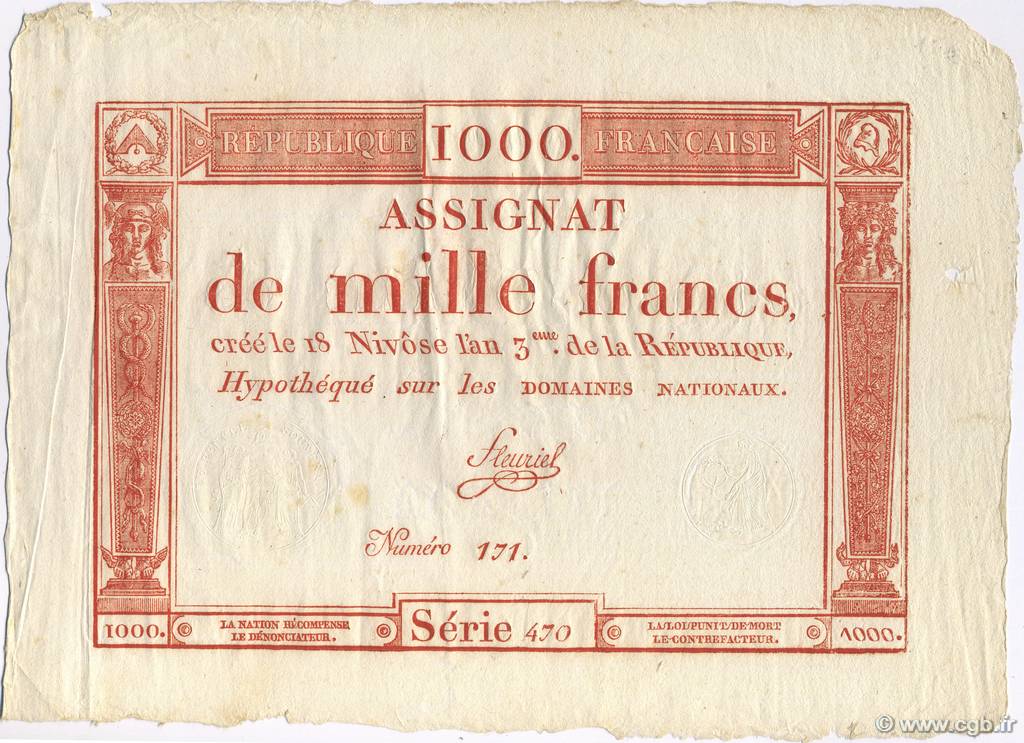 1000 Francs FRANCE  1795 Laf.175 AU