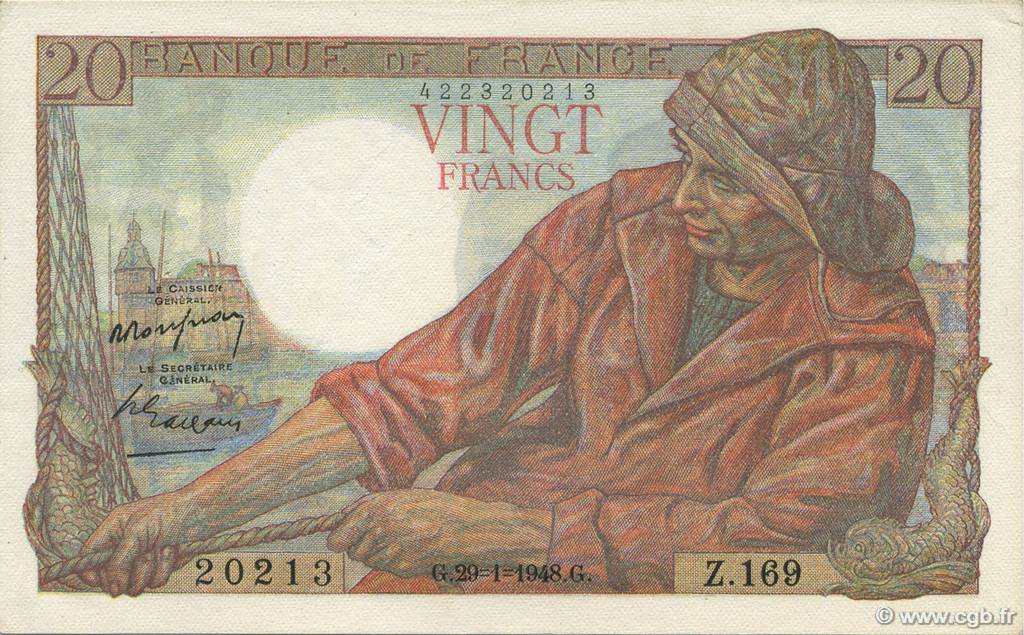 20 Francs PÊCHEUR FRANCE  1948 F.13.12 SPL