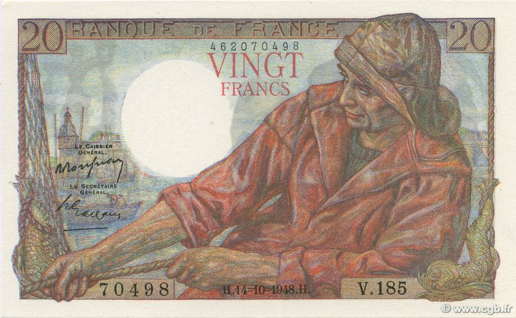 20 Francs PÊCHEUR FRANCE  1948 F.13.13 UNC
