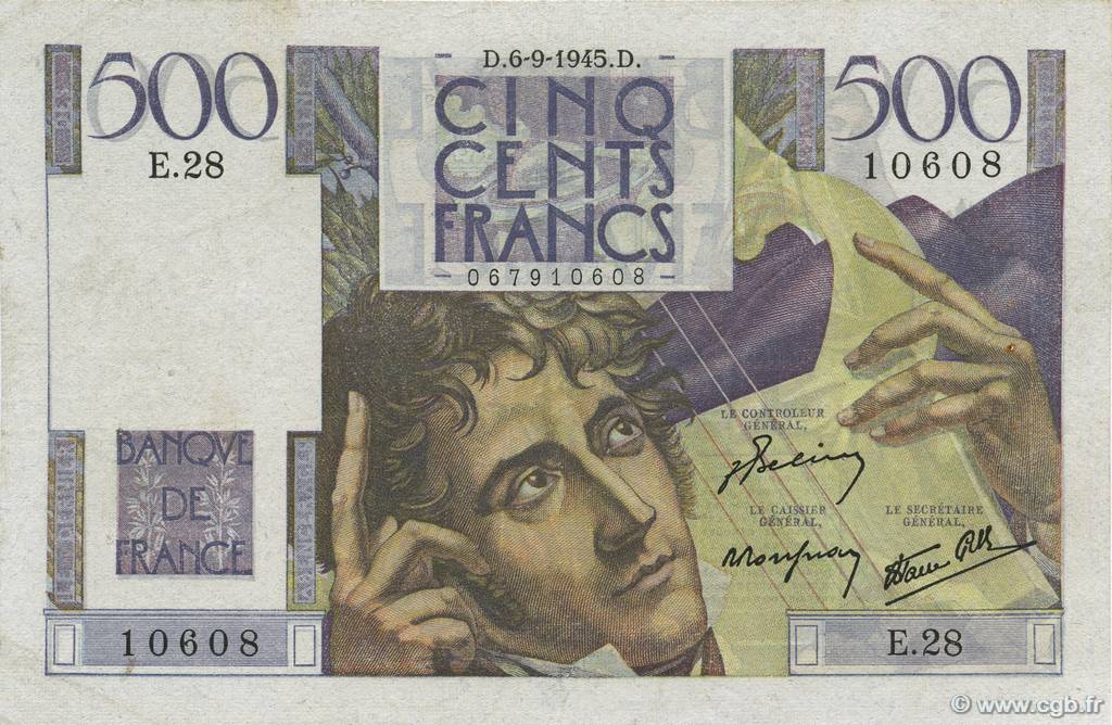 500 Francs CHATEAUBRIAND FRANCIA  1945 F.34.02 MBC