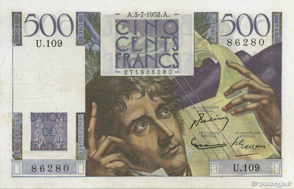 500 Francs CHATEAUBRIAND FRANCE  1952 F.34.09 pr.TTB