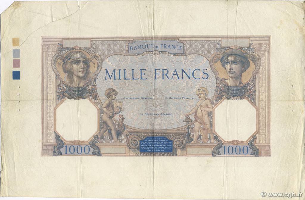 1000 Francs CÉRÈS ET MERCURE FRANCE  1927 F.37.00Ec VF