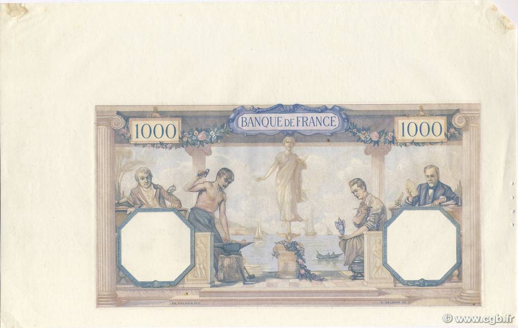 1000 Francs CÉRÈS ET MERCURE FRANCIA  1927 F.37.00Ec SC