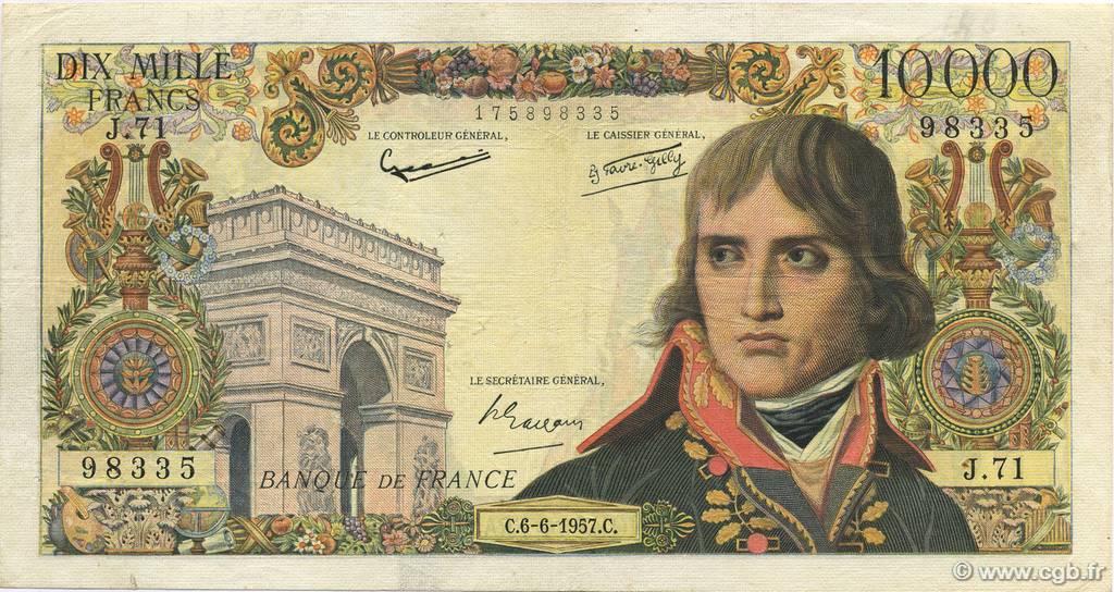 10000 Francs BONAPARTE FRANCE  1957 F.51.08 F