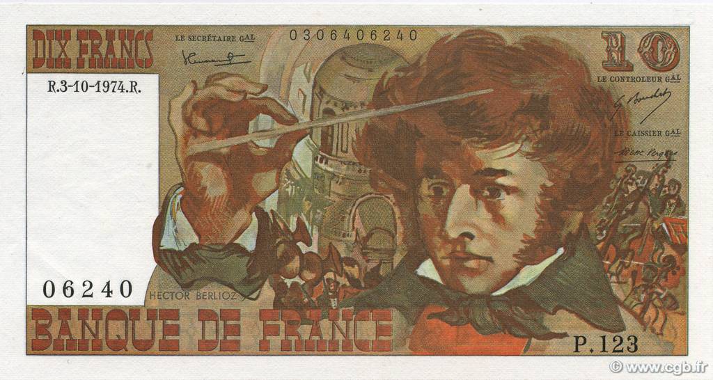 10 Francs BERLIOZ FRANCE  1974 F.63.07b pr.NEUF