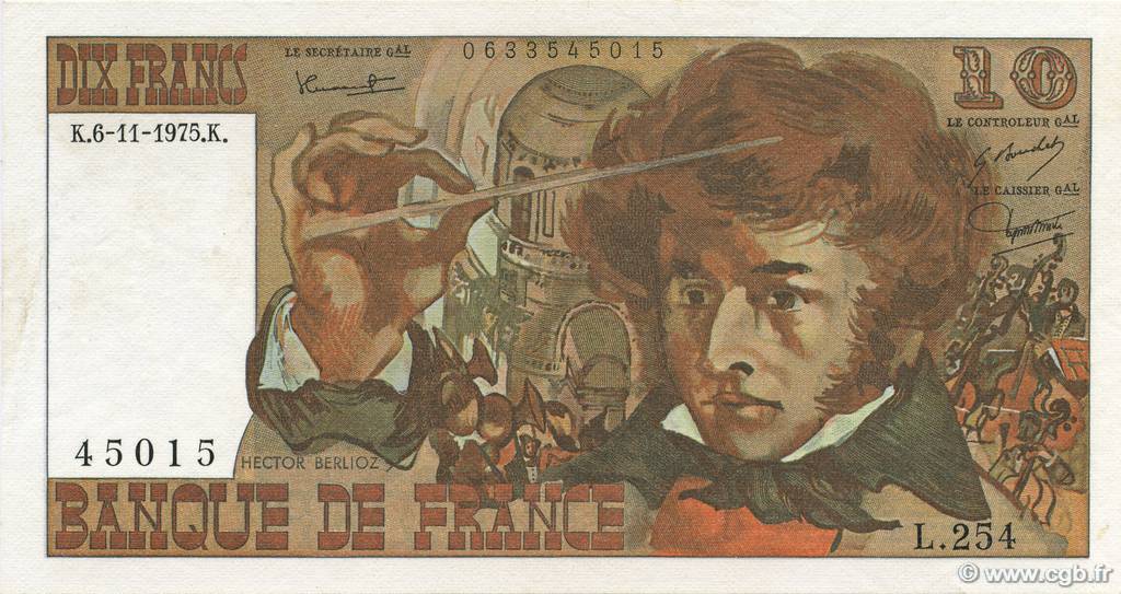 10 Francs BERLIOZ FRANCIA  1975 F.63.14 EBC+