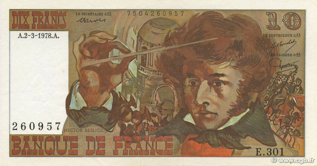 10 Francs BERLIOZ FRANCIA  1978 F.63.23 EBC+