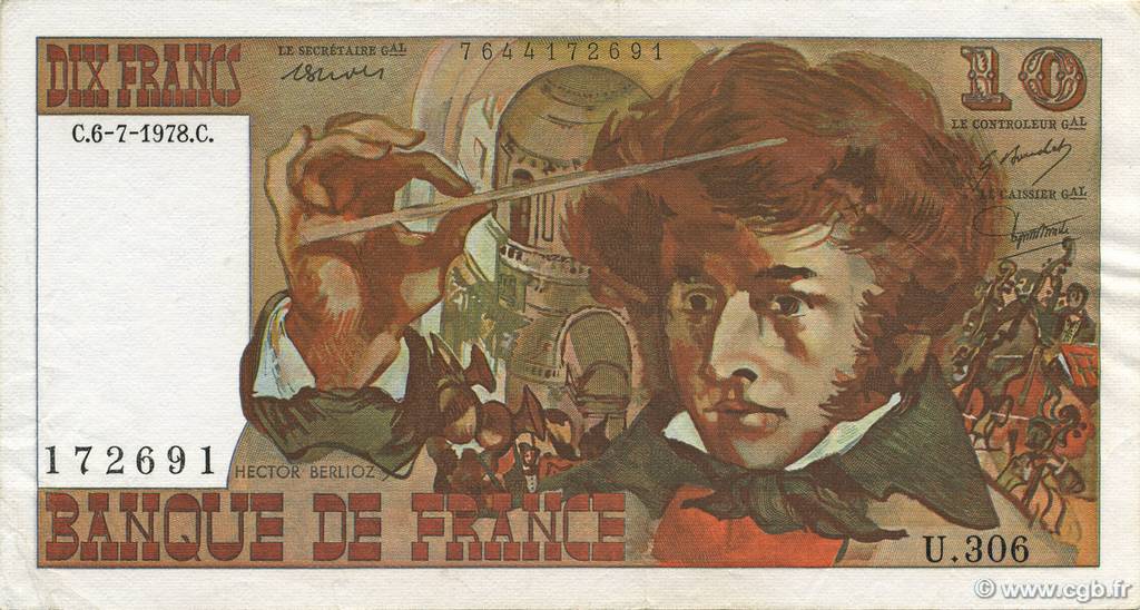 10 Francs BERLIOZ FRANCIA  1978 F.63.25 SPL