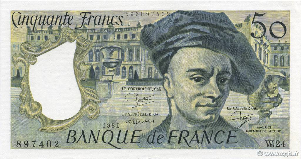 50 Francs QUENTIN DE LA TOUR FRANCIA  1981 F.67.07 SC+