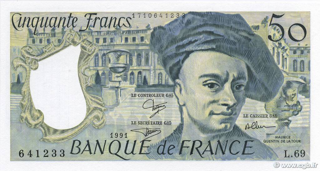 50 Francs QUENTIN DE LA TOUR FRANCE  1991 F.67.17 UNC